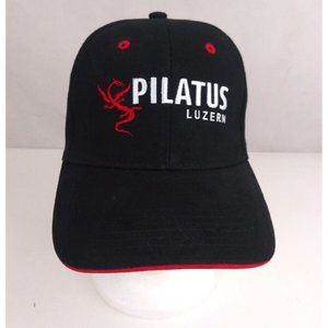 Pilatus Luzern Black With Red Embroidered Dragon Trucker Adjustable Baseball Cap